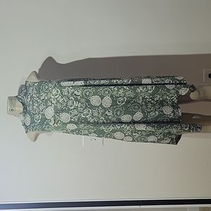 Green and White Floral Sleeveless Dress